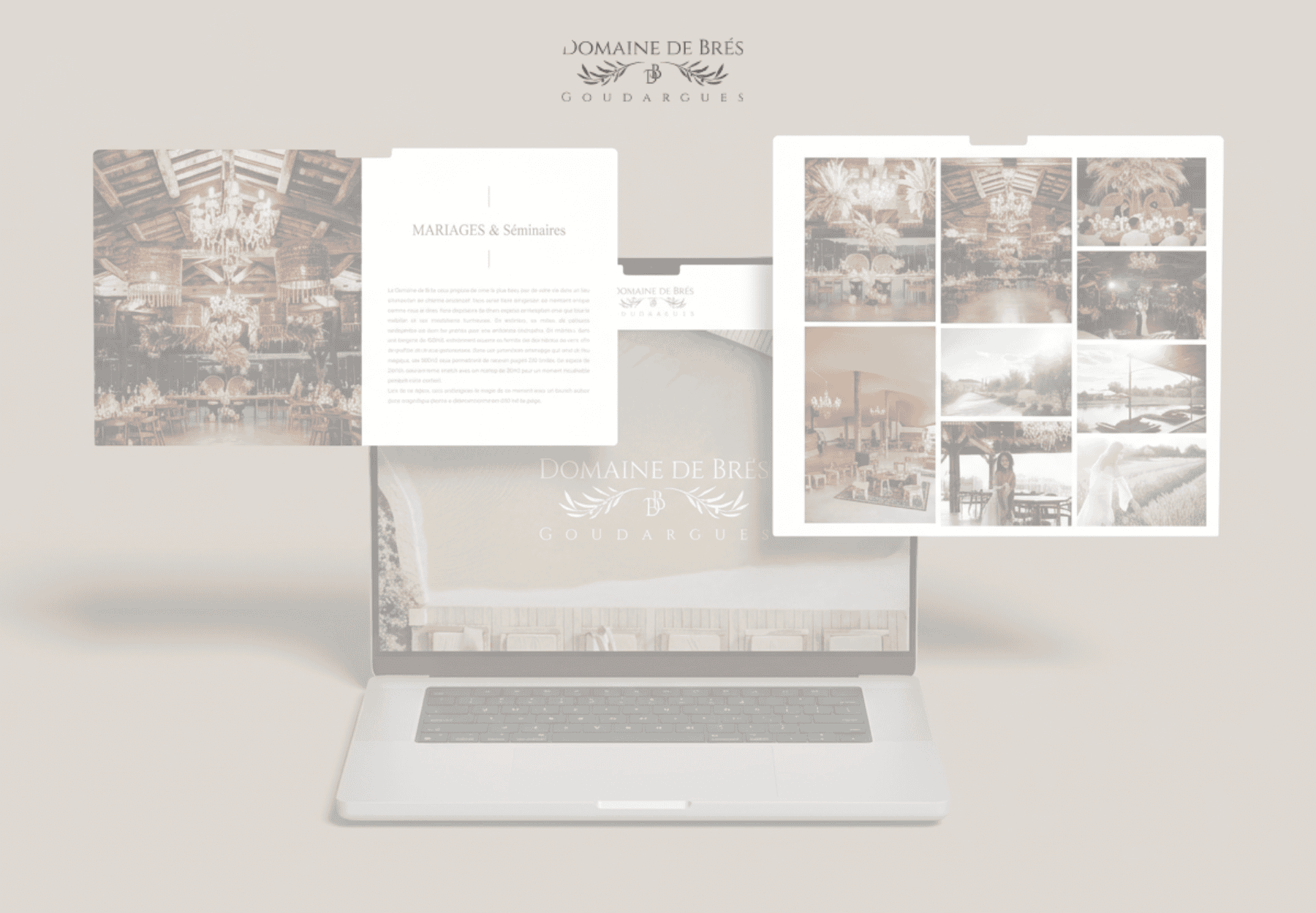 Mockup site web Domaine de Brés Goudargues mariage séminaire — création WordPress graphiste freelance Nîmes