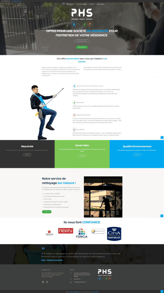 mockup-site-web-phs-proprete-nettoyage-graphiste-nimes Mockup site web PHS Propreté nettoyage copropriété — création WordPress graphiste freelance Nîmes