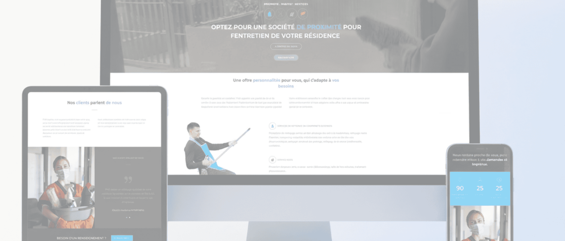 Mockup site web PHS Propreté nettoyage copropriété — création WordPress graphiste freelance Nîmes