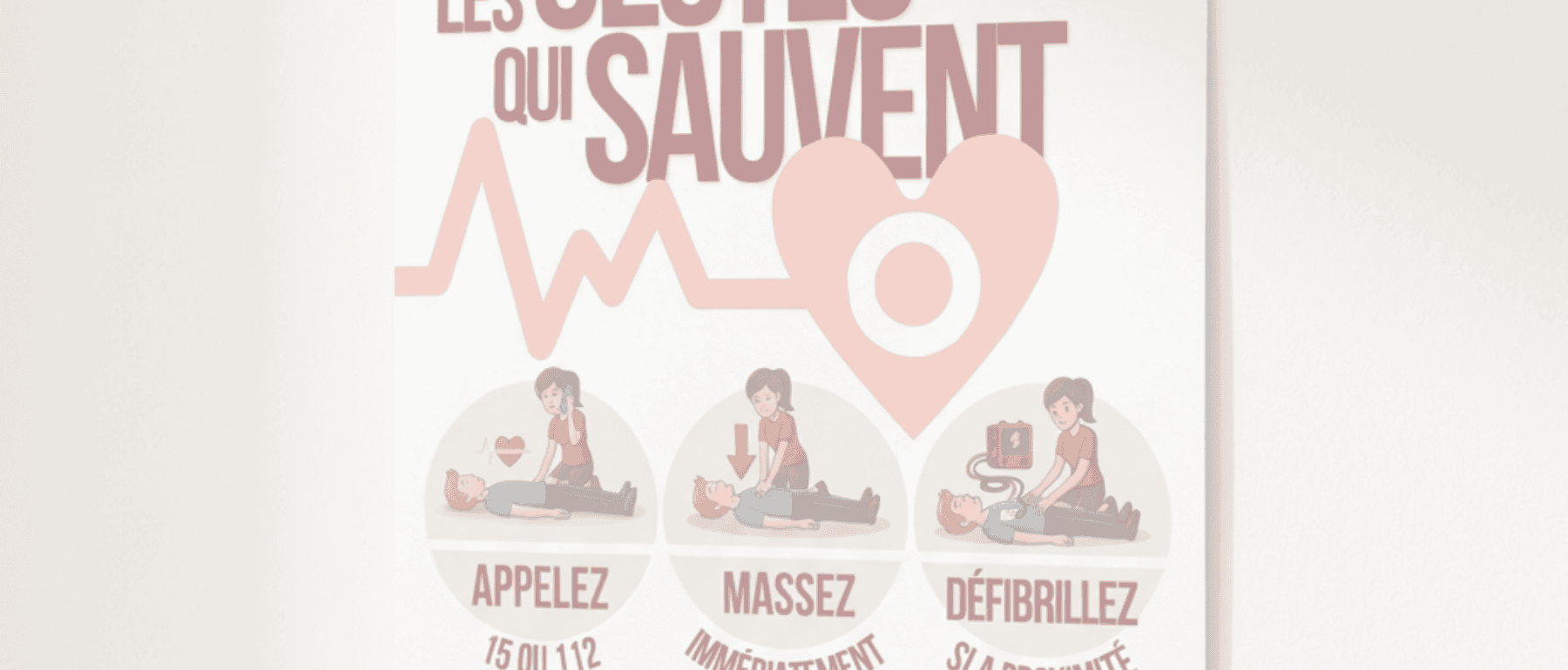 Affiche Les Gestes Qui Sauvent arrêt cardiaque — support pédagogique graphiste freelance Nîmes