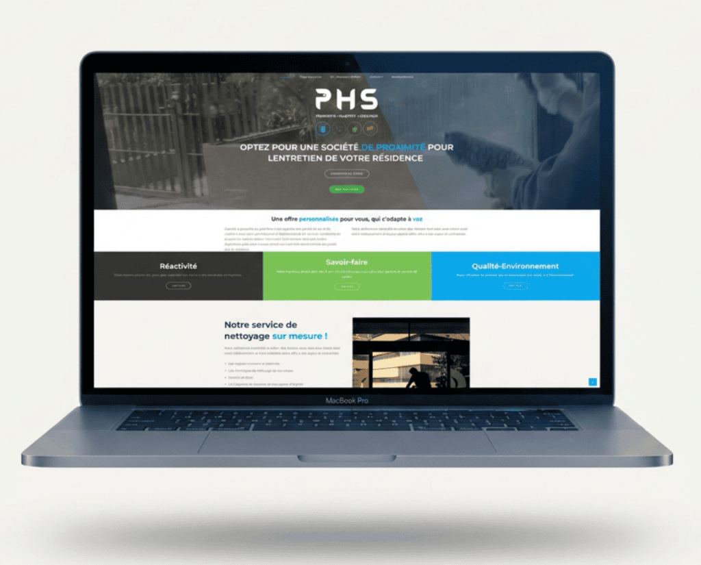 mockup-site-web-phs-proprete-nettoyage-graphiste-nimes Mockup site web PHS Propreté nettoyage copropriété — création WordPress graphiste freelance Nîmes